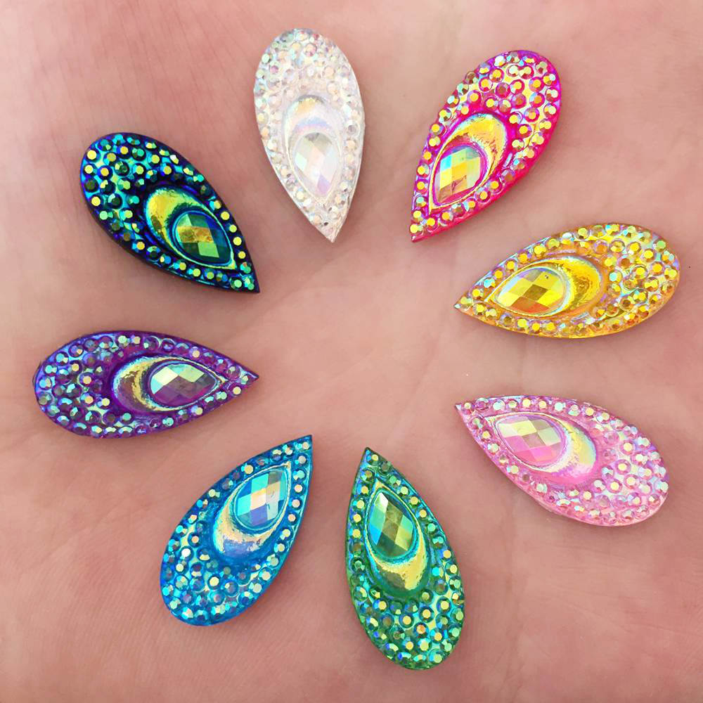 Embellishment Glue Craft - 40PCS Hars 10*20mm Teardrop Pauw eye