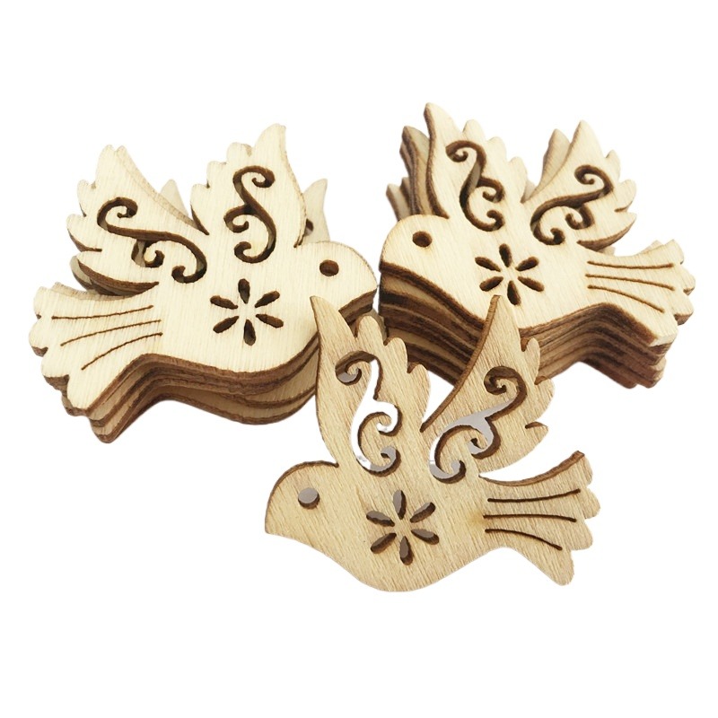Embellish Craft - 50 stuks onafgewerkte houten vredesduif uitstekingen,