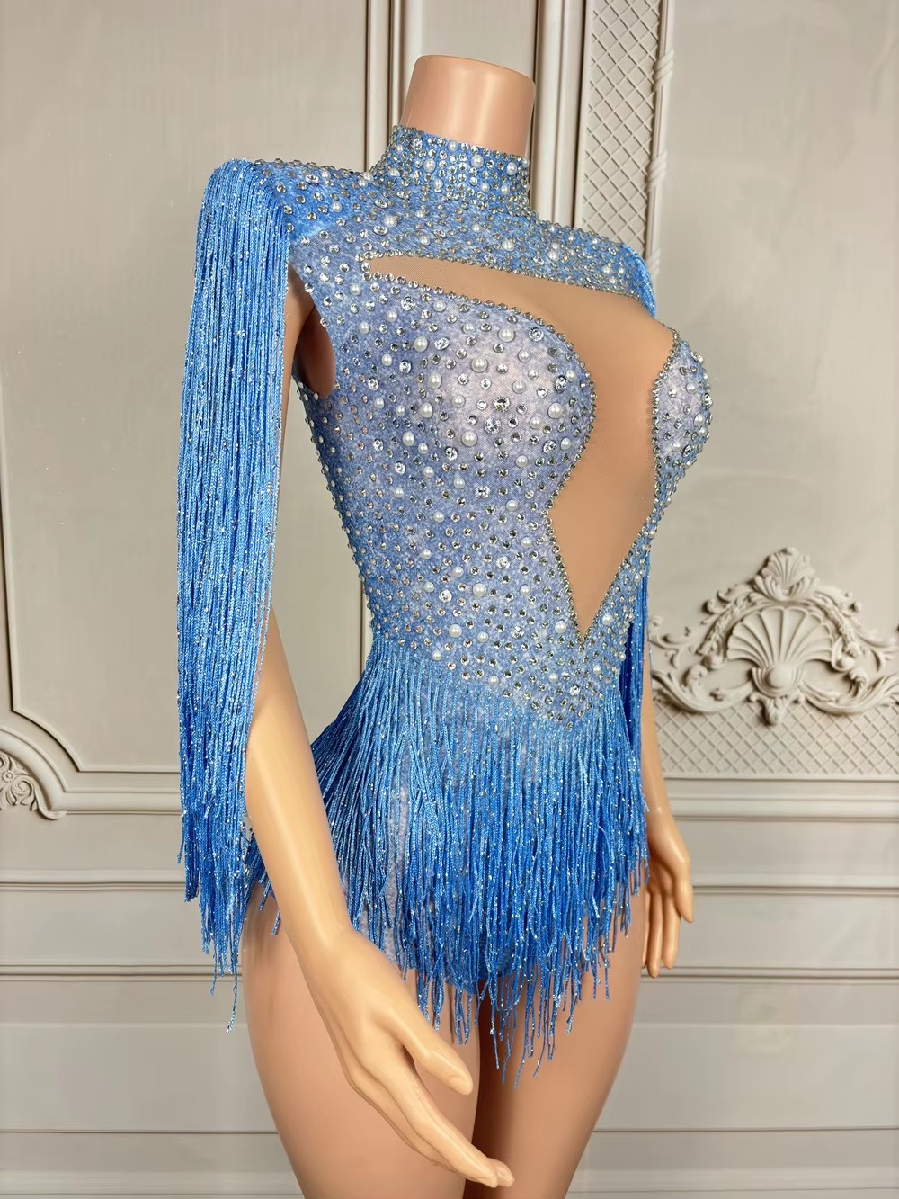 Blauw strass steentjes tassel  - Rhinestone Banding Trim recensie en prijs
