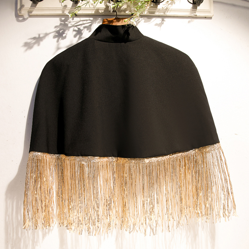 Vrouwen Lente Zomer Zwart Cont - Tassel Fringe Trim recensie en prijs